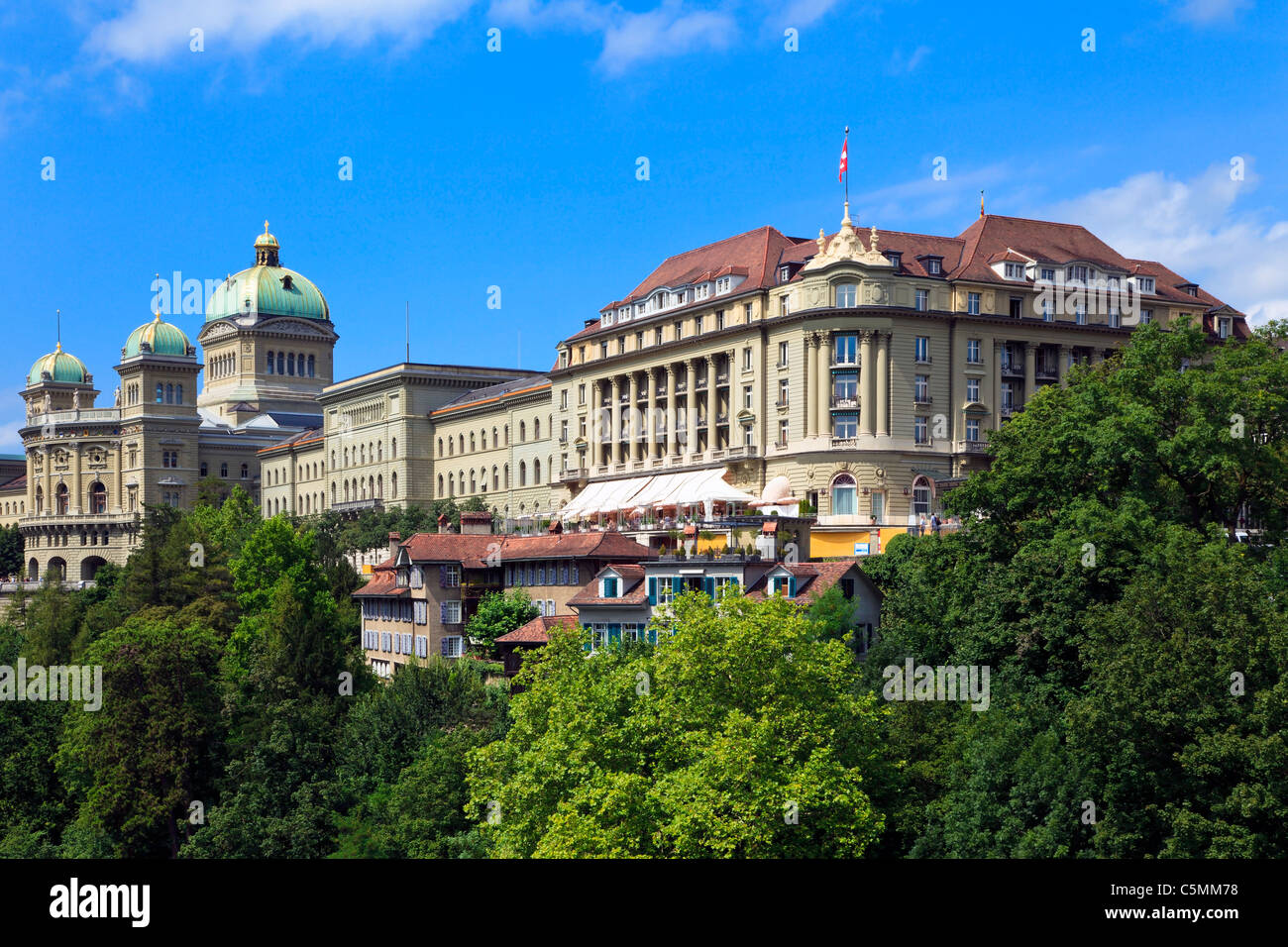 Bern, Switzerland. Swiss Parliament building - Bundeshaus. Famous architecture. Stock Photo