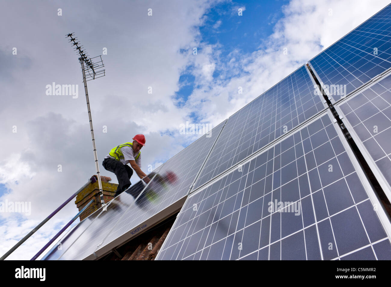 UK Solar Installation Stock Photo