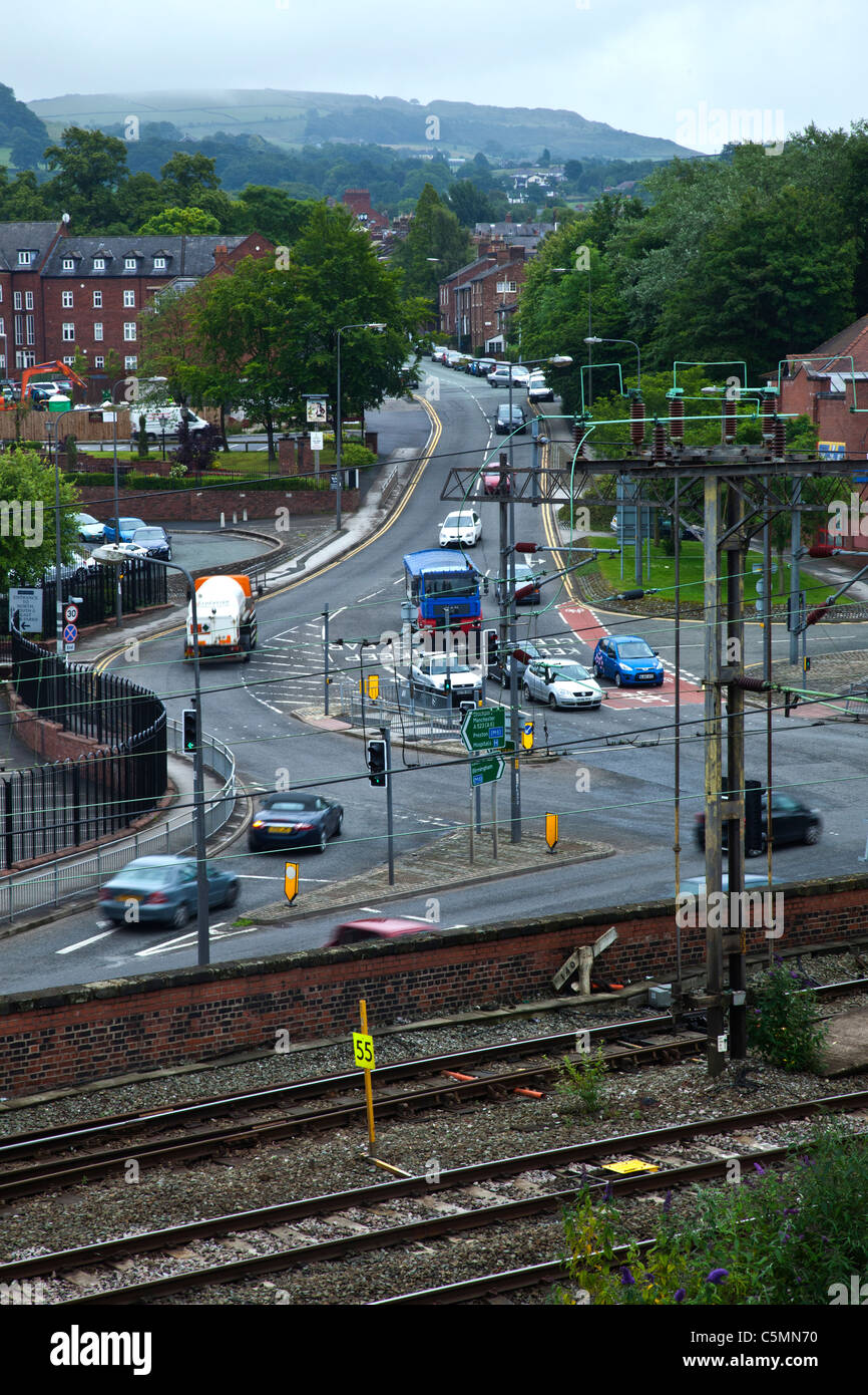 Junction of Buxton Road with The Silk Road in Macclesfield,Cheshire Stock Photo Alamy