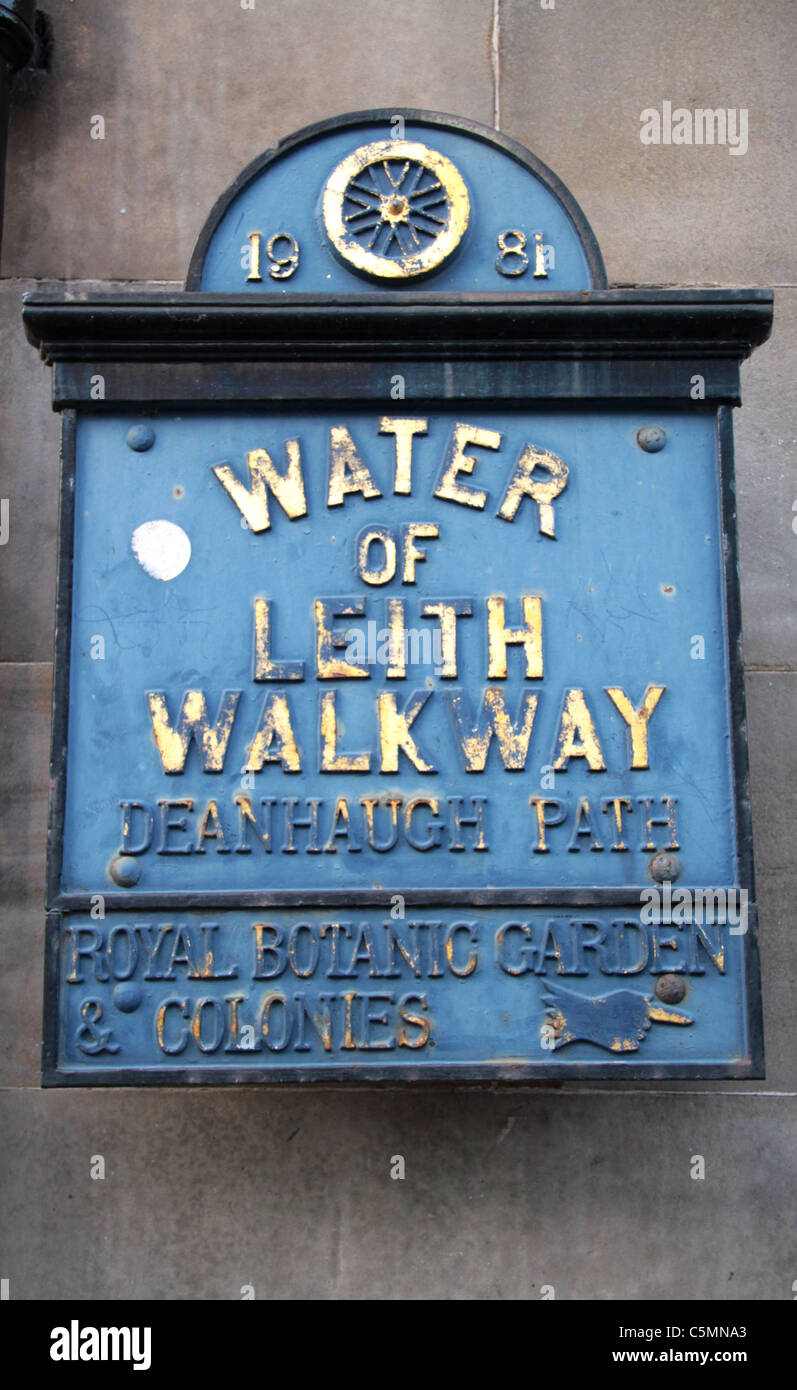 Sign for the River Leith walkway, Edinburgh Stock Photo