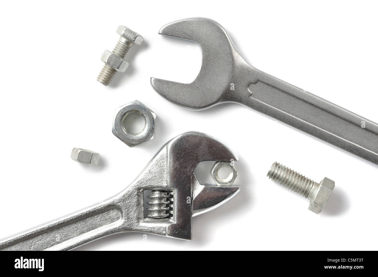 Set of wrenches and screws isolated on white background Stock Photo Alamy