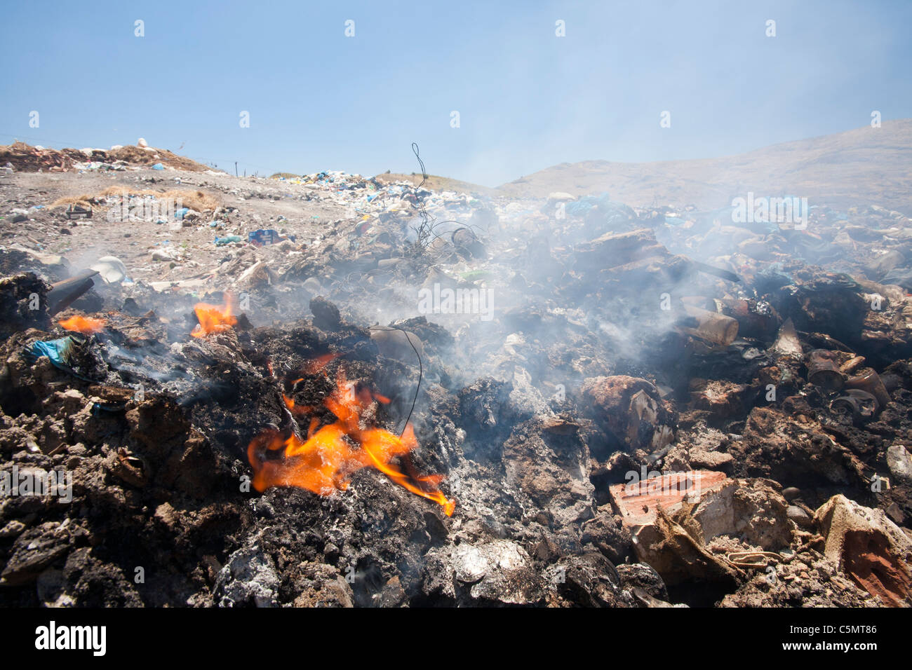 A landfill site in Eresos, Lesbos, Greece. As many islands, rubbish is
