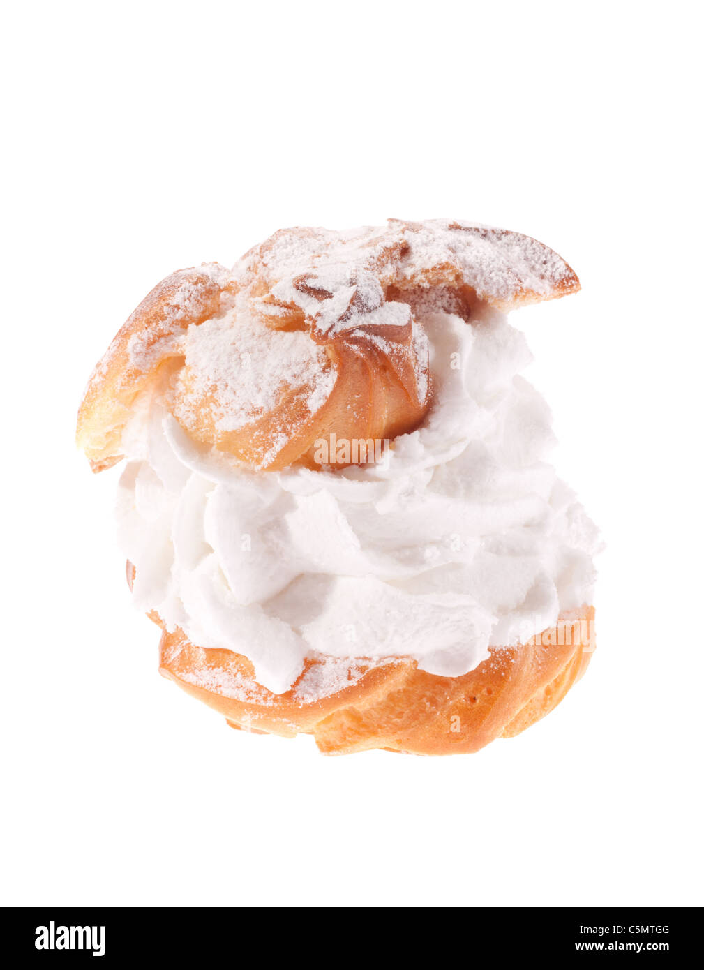 Cream puffs pastry with powdered sugar Stock Photo Alamy