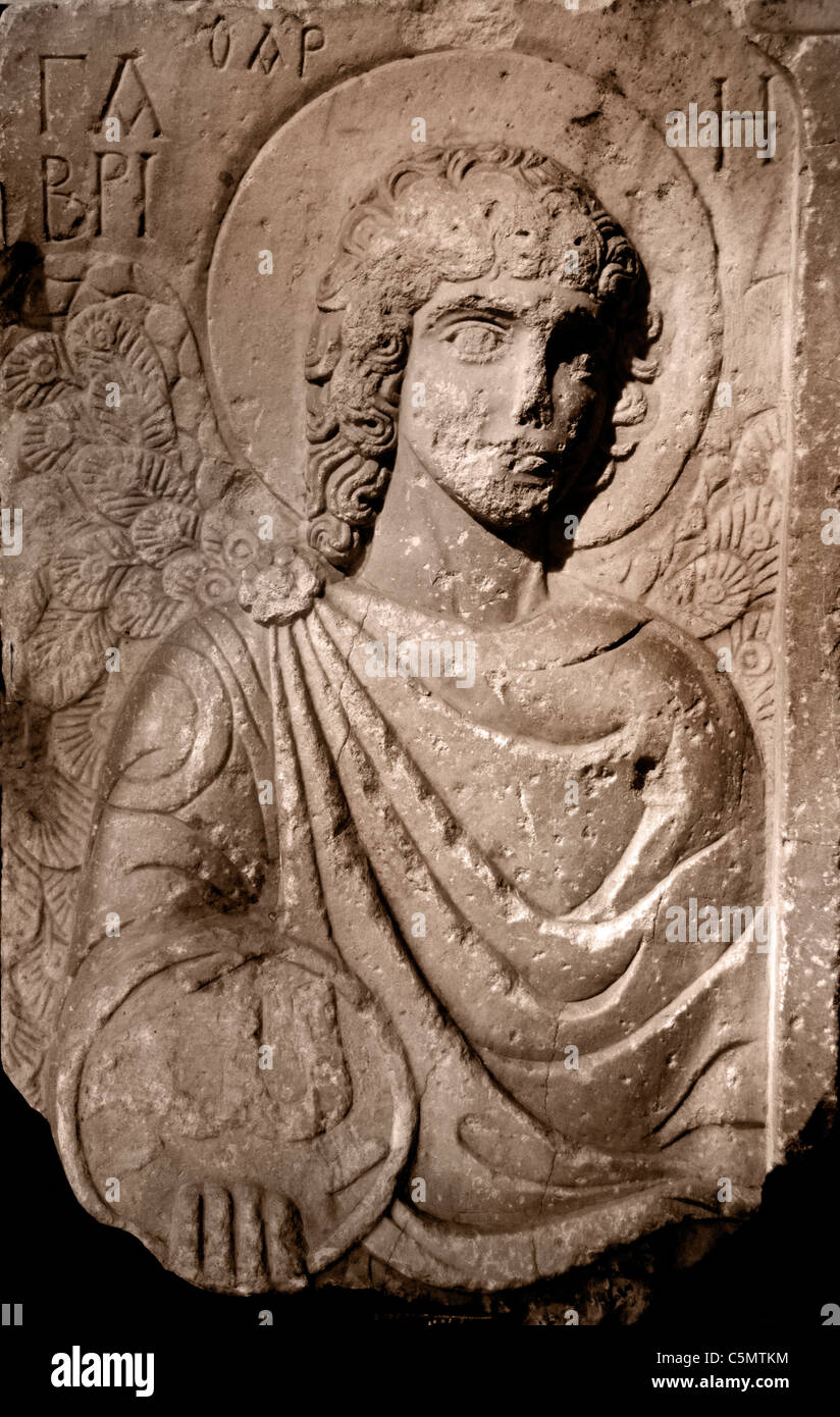Relief Archangel Gabriel  Byzantine period 6 Cent AD Byzantium Antalya Turkey Stock Photo