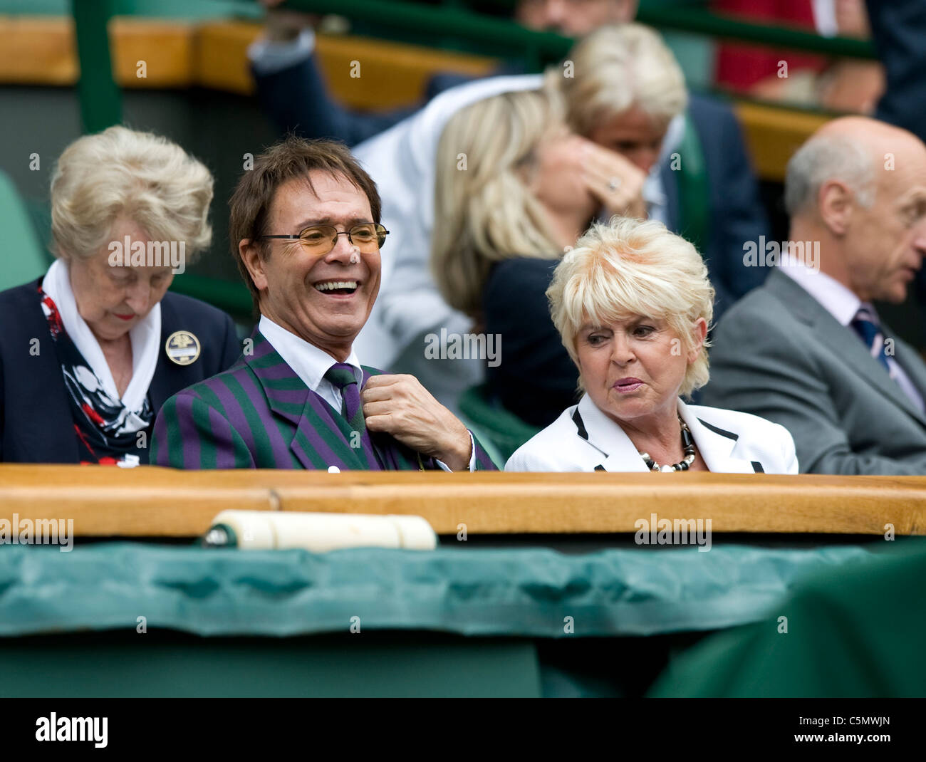 Sir Cliff Richard and Gloria Hunniford in the Royal Box during the Wimbledon Tennis Championships 2011 Stock Photo