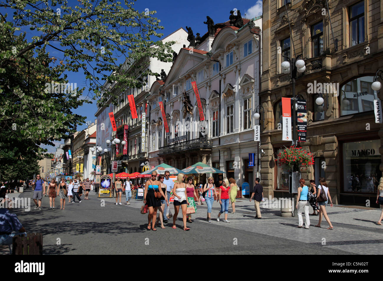 Prague - Prikopy Street, Czech Republic Stock Photo