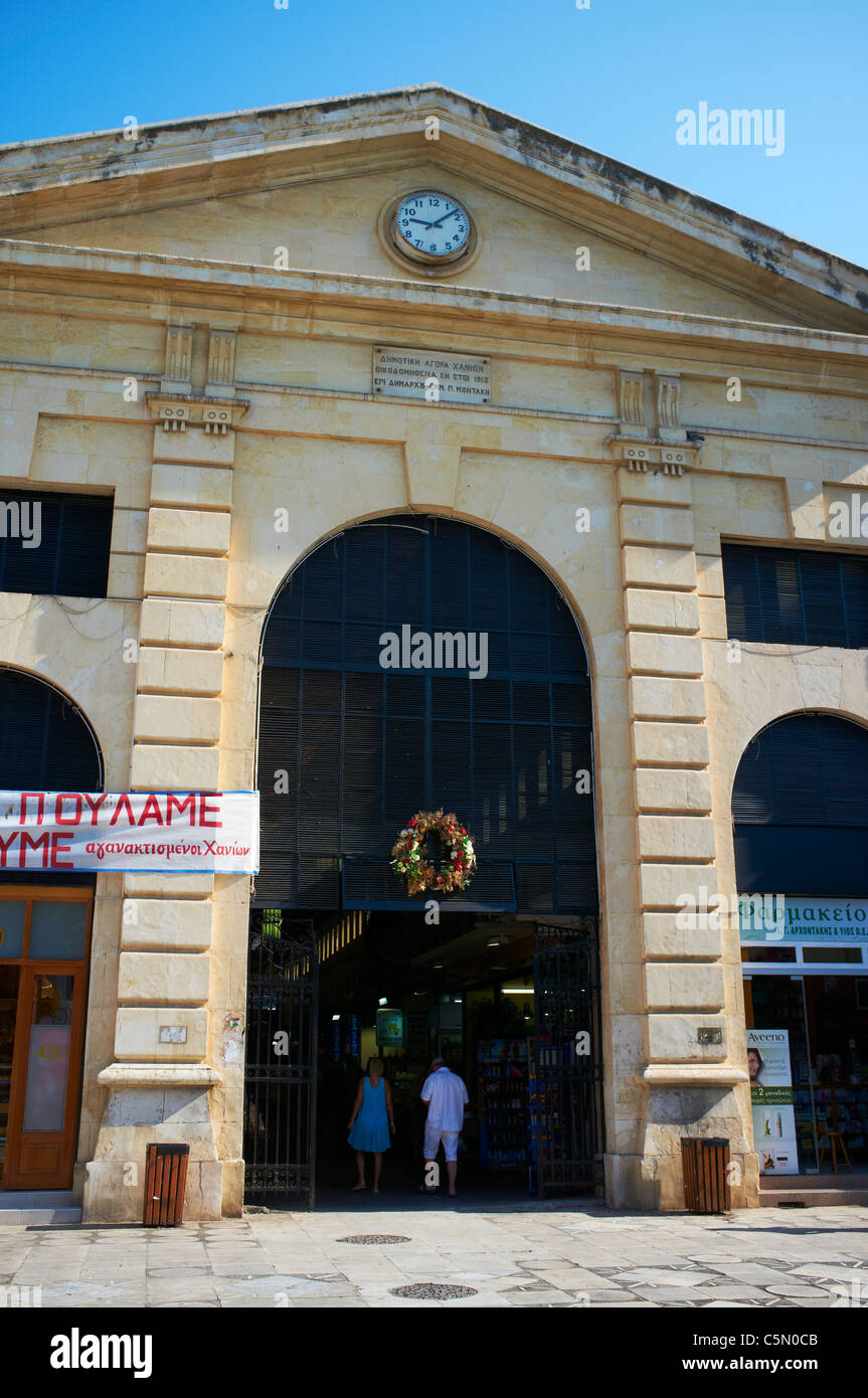 Municipal market facade Chania Crete Stock Photo