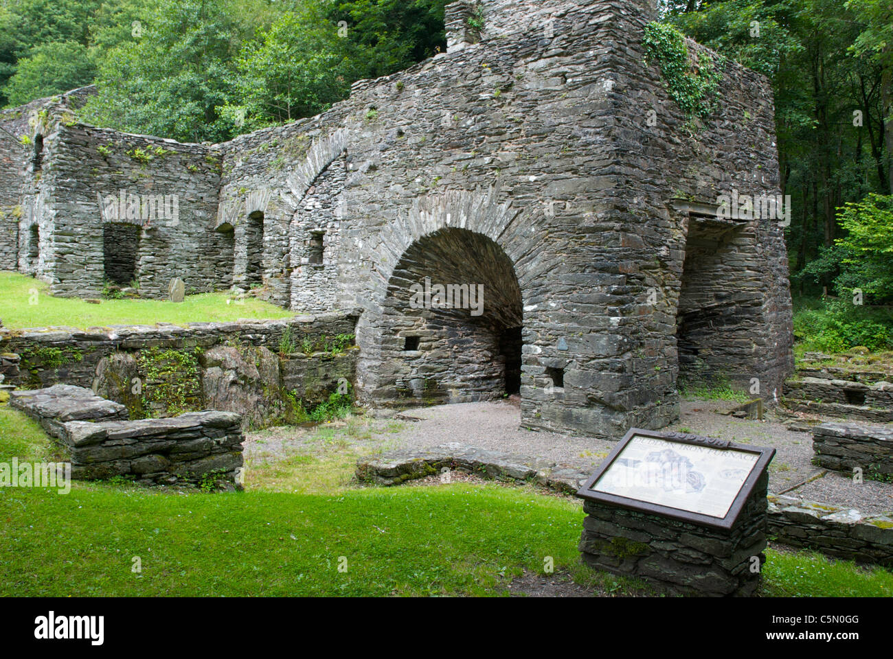 The restored remains of the Duddon Iron Works and furnace, near