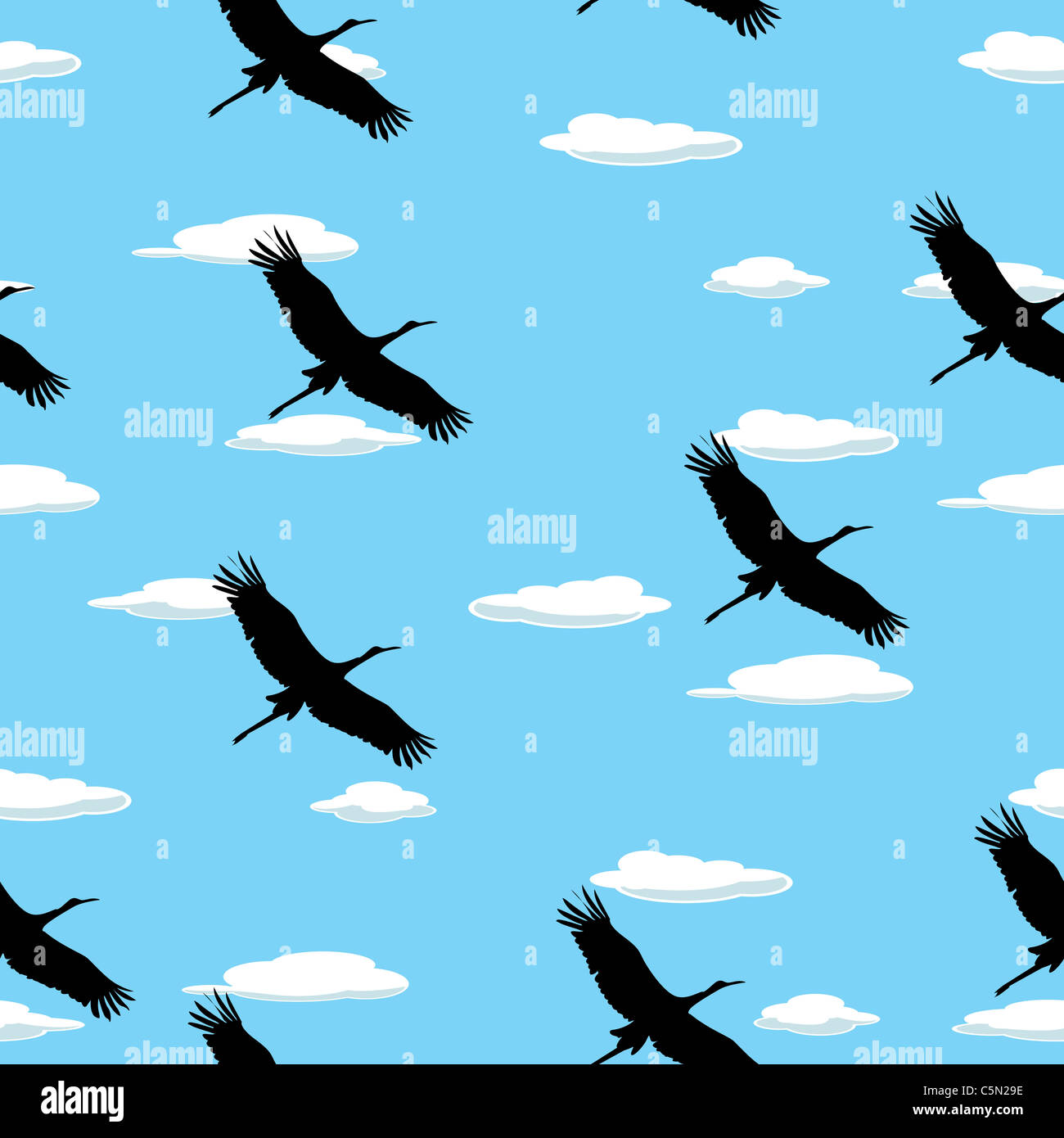Seamless background with flying birds and clouds Stock Photo - Alamy