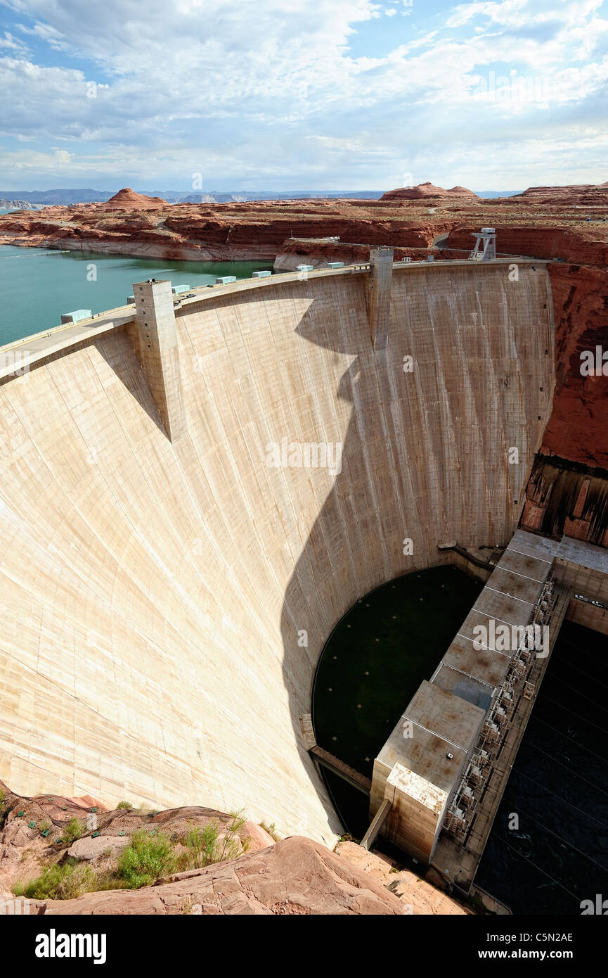 Glen Canyon Dam On The Colorado River Near Page Arizona Usa With Lake Powell In Background