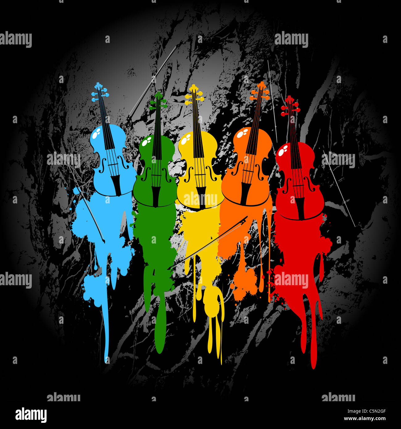Grunge background with colored violins and paint Stock Photo - Alamy