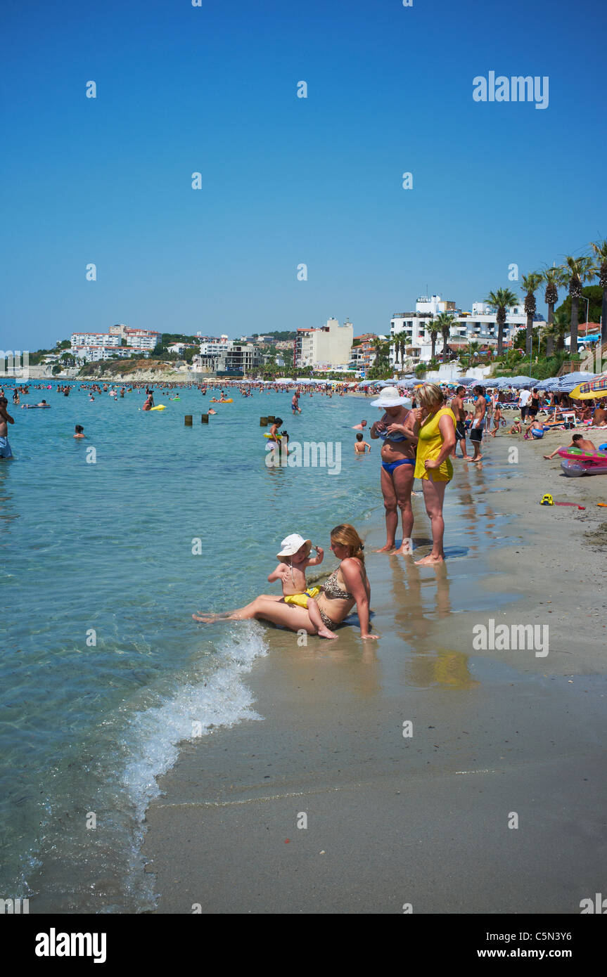 Ladies beach a popular beach near the town Kusadasi Turkey Stock Photo