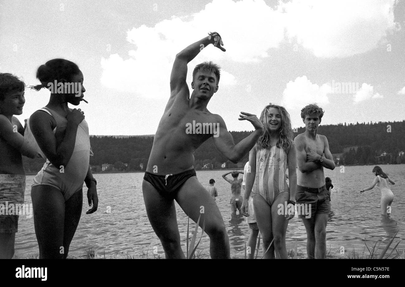Muscle man on the beach. Stock Photo
