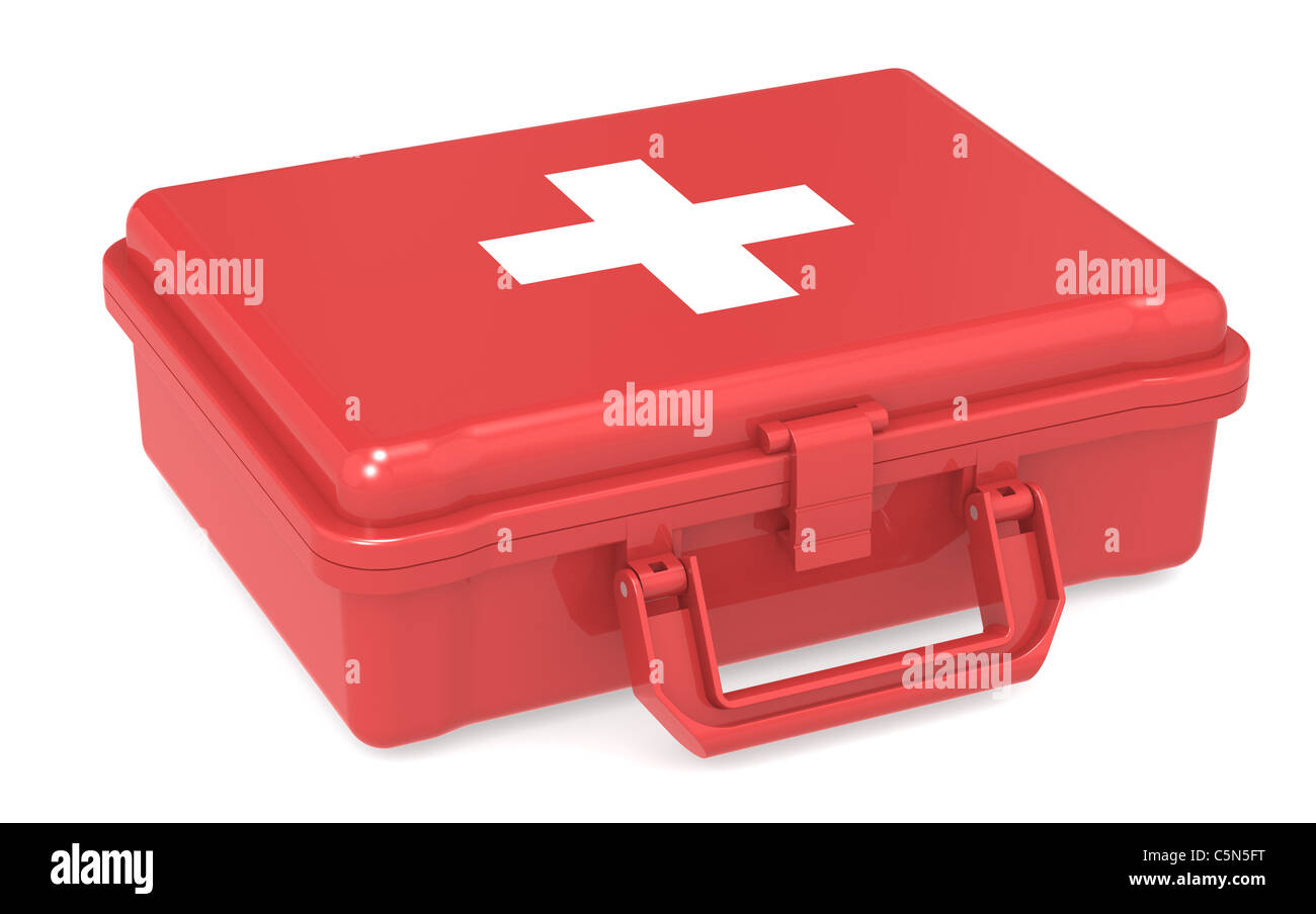 First aid kit. Red, isolated Stock Photo - Alamy