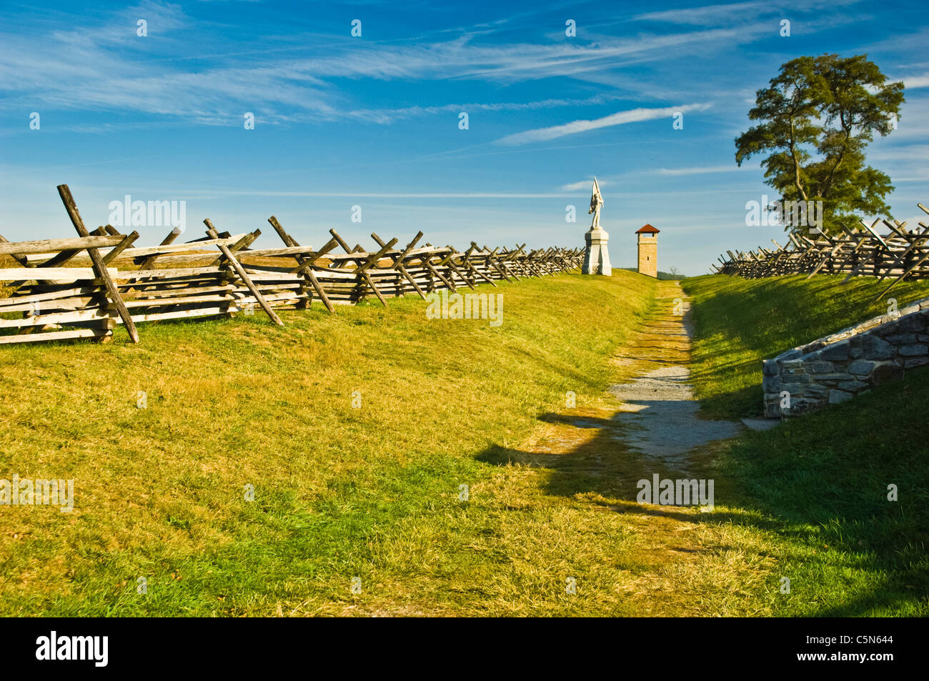 One of these particular battles was fought at a place called Sunken Road or 'Bloody Lane' Antietam Nat'l Battlefield, Maryland. Stock Photo