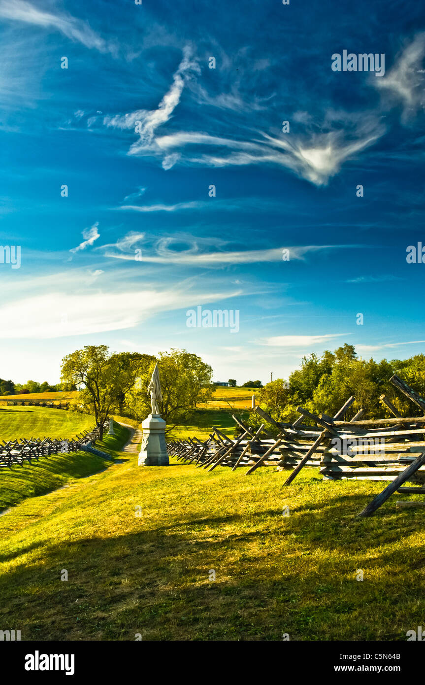 One of these particular battles was fought at a place called Sunken Road or "Bloody Lane" Antietam Nat'l Battlefield, Maryland. Stock Photo