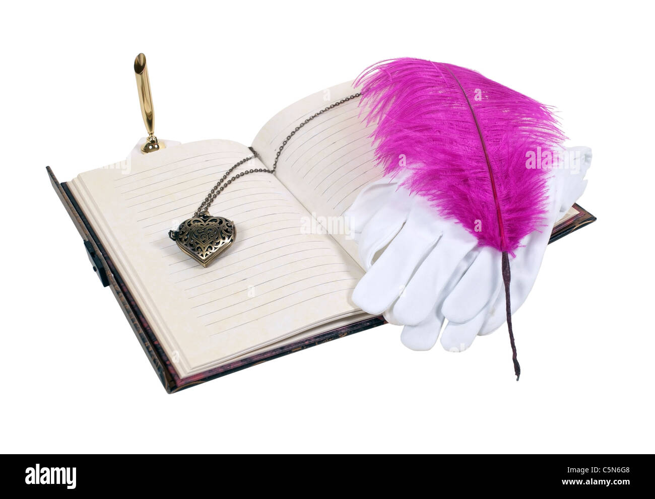 retro feathered pen stock