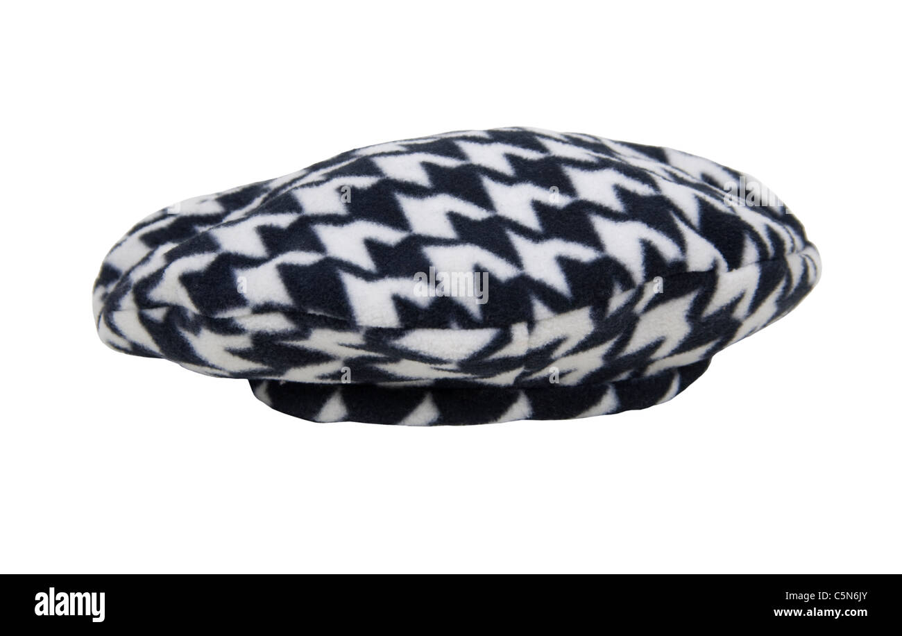 Houndstooth driving cap for leisurely drives through the countryside - path included Stock Photo