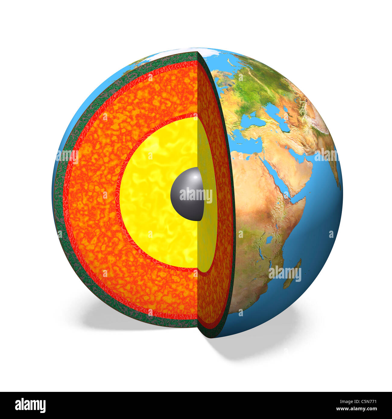 Inner structure of the Earth. Stock Photo