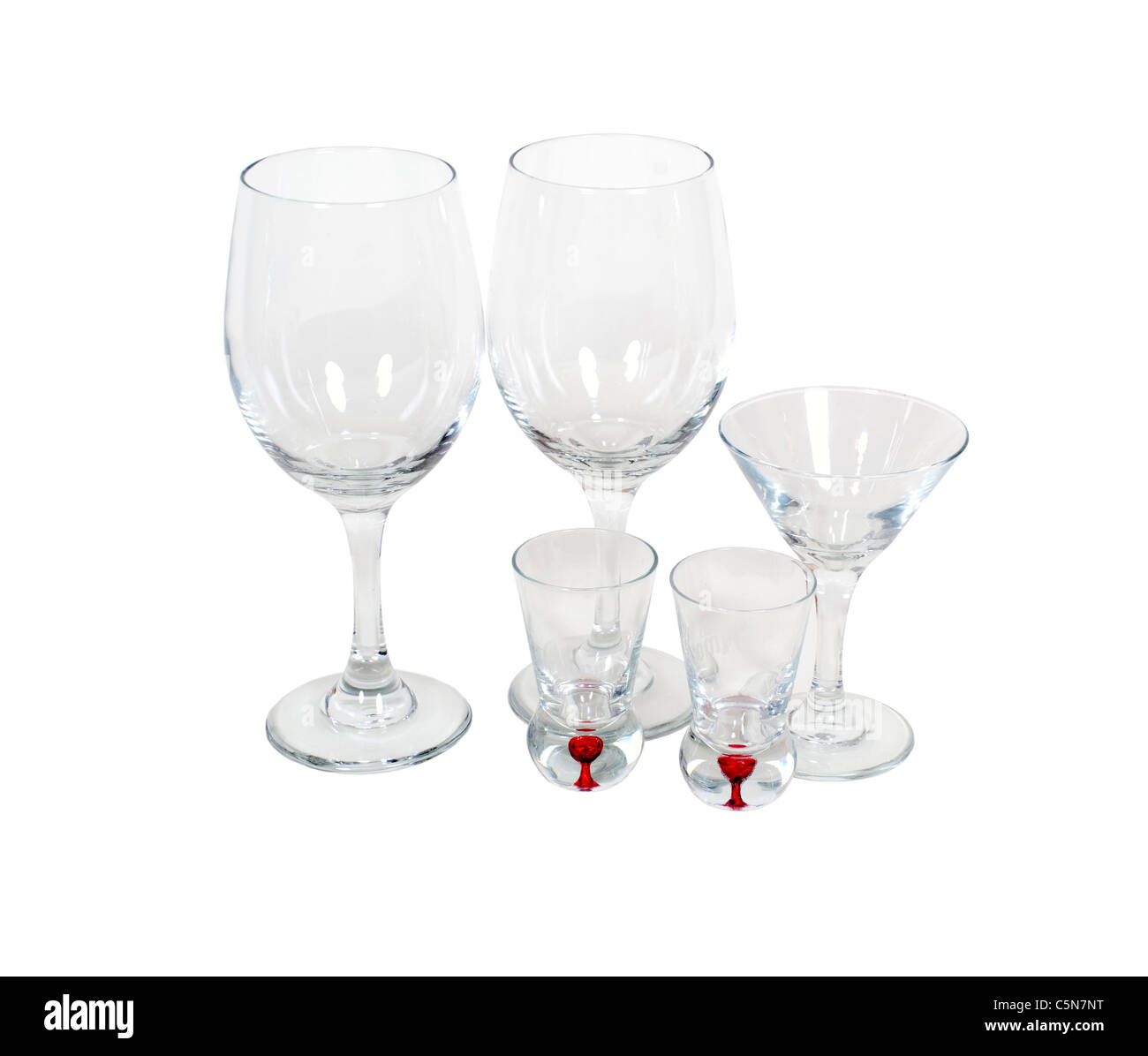 A variety of different bar glasses for serving alcoholic refreshments