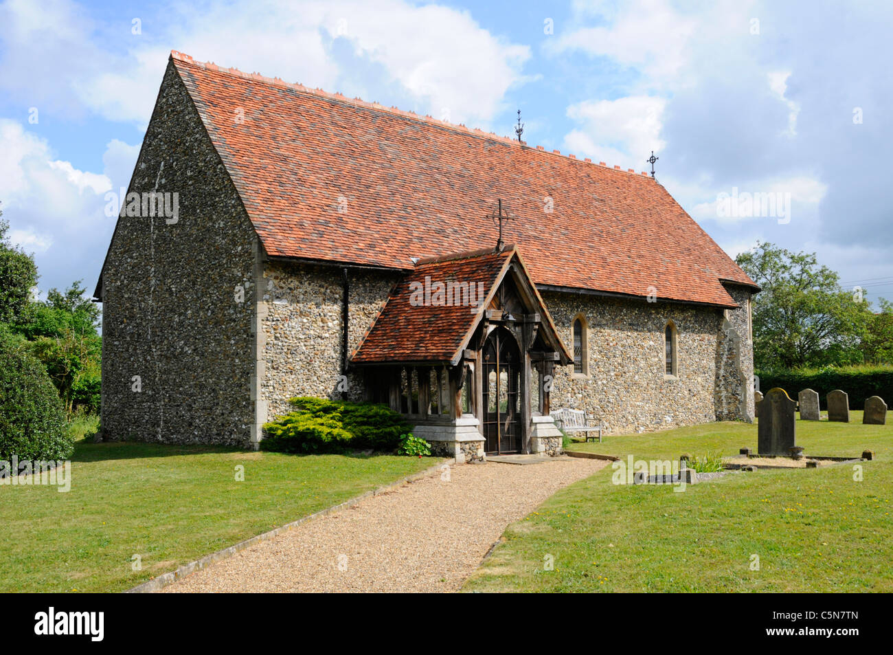 Church of St Mary at Little Laver a Church of England village parish church graveyard & porch grade 2 listed building in Essex countryside England UK Stock Photo