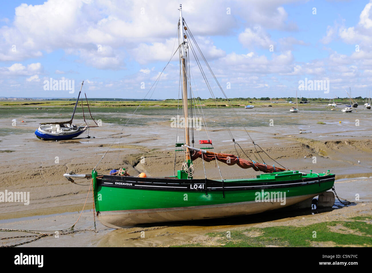 Cockle boat  Endeavour LO41 a Dunkirk 'Little Ships' at Leigh on Sea Essex England UK (see additional information panel below for data image on Alamy) Stock Photo