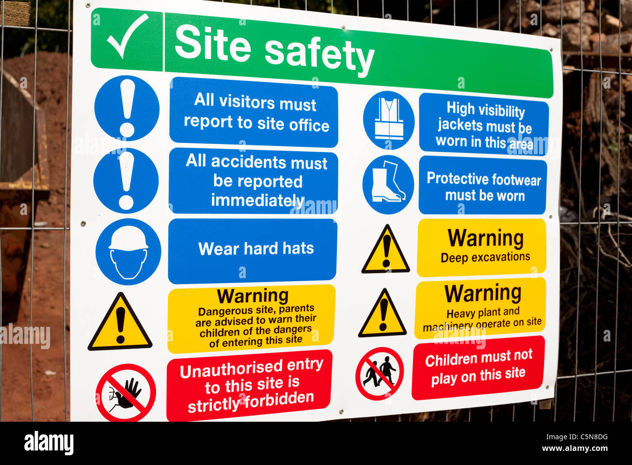 A site safety sign at a construction site in Nottingham England UK Stock Photo