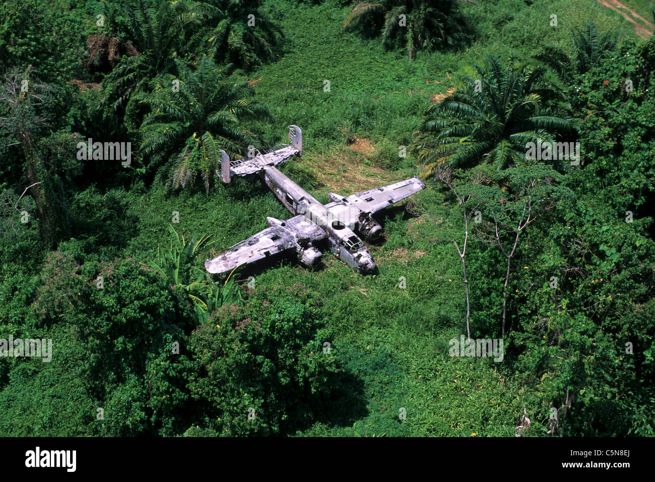 Plane Wreck near Talasea, West New Britain, Papua New Guinea Stock Photo