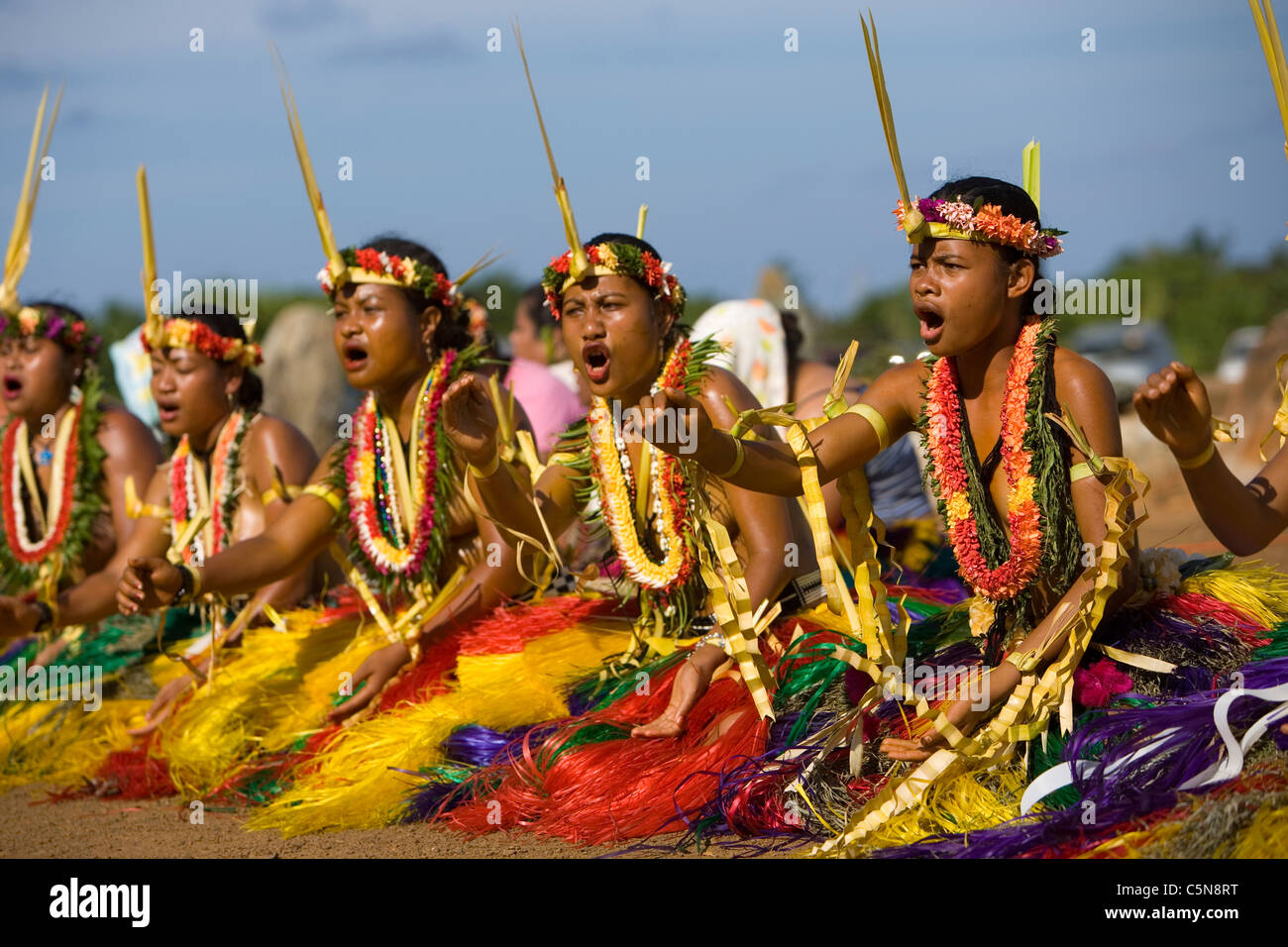 Sitting Dance at Yap Day Fesitval, Micronesia, Pacific Ocean, Yap Stock Photo