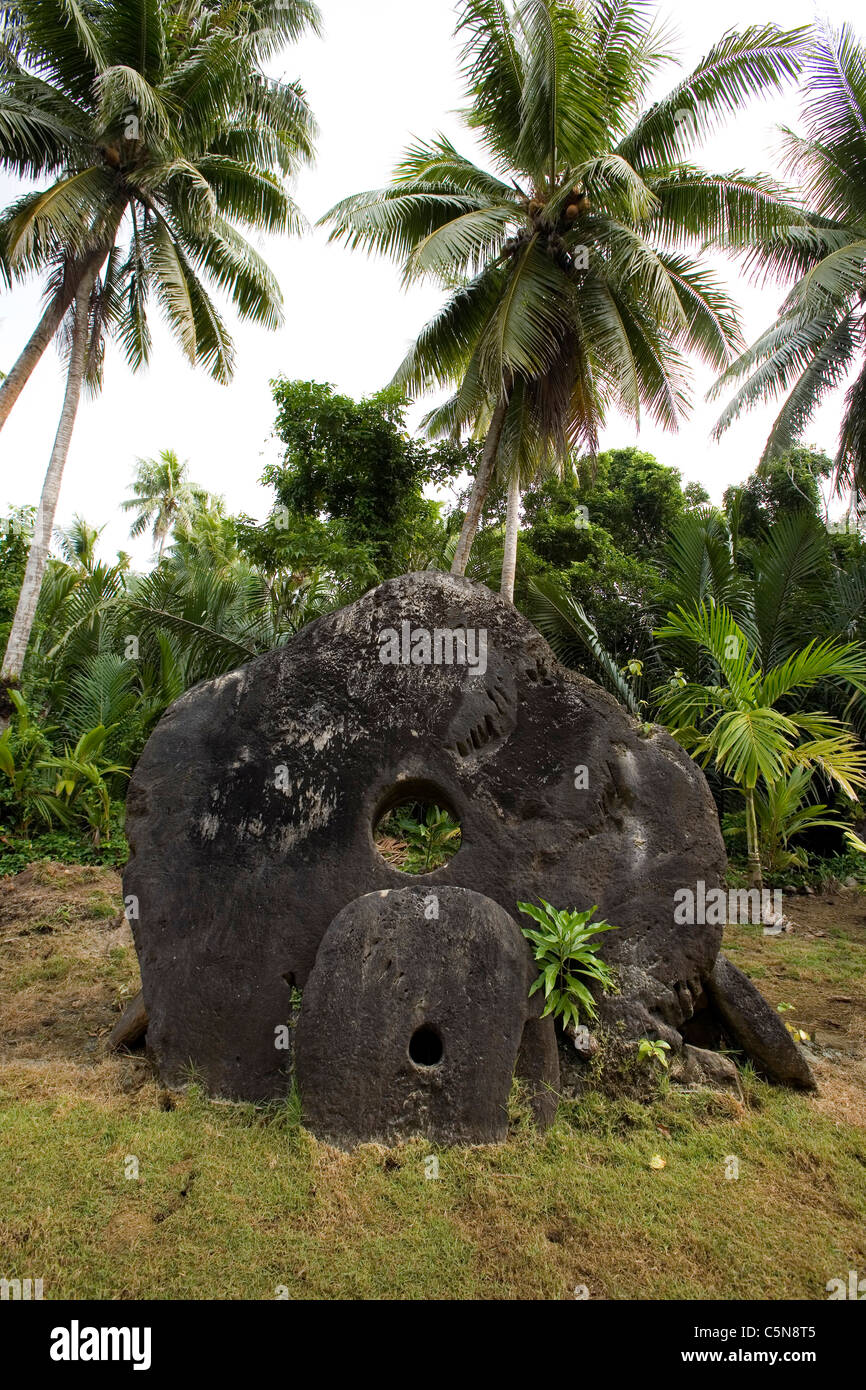 Ancient Stone Money, Micronesia, Pacific Ocean, Yap Stock Photo