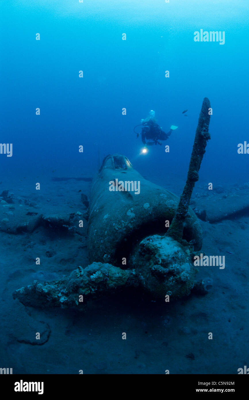 Wreck of Airplane Zero, Kimbe Bay, New Britain, Papua New Guinea Stock Photo