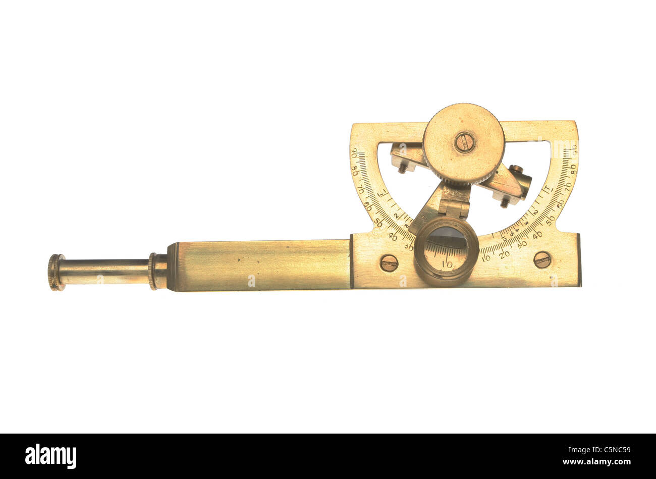 Antique yachtman's pocket sextant isolated on white Stock Photo