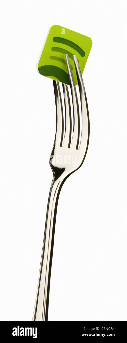 An app symbol on a fork Stock Photo