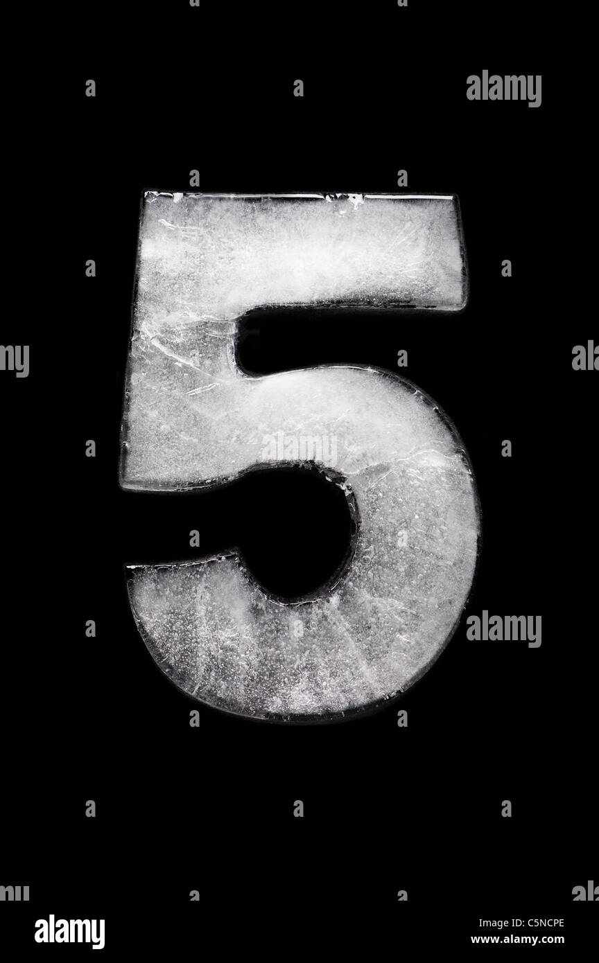 A number 5 made out of ice Stock Photo