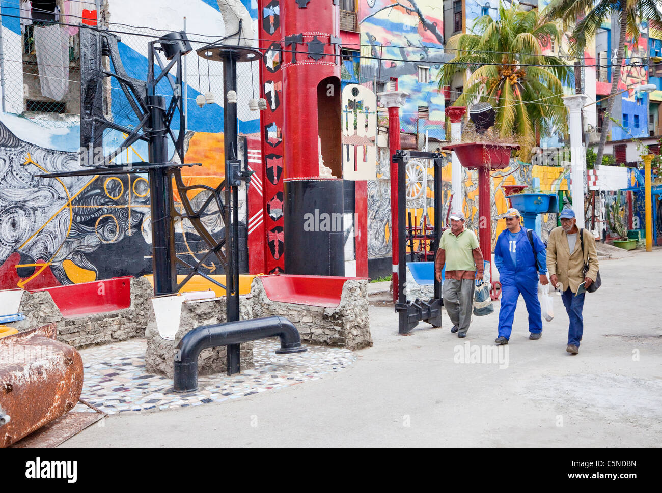 Cuba, Havana. Callejon de Hamel Street Scene,  Central Havana. Stock Photo