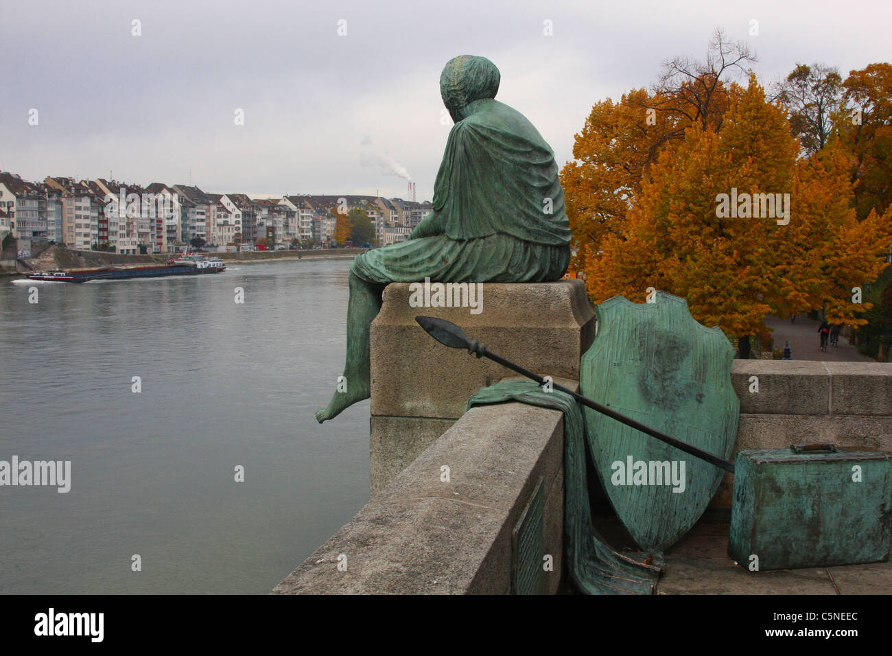 Statue of Mythical Figure Helvetia in Basel, Switzerland Stock Photo