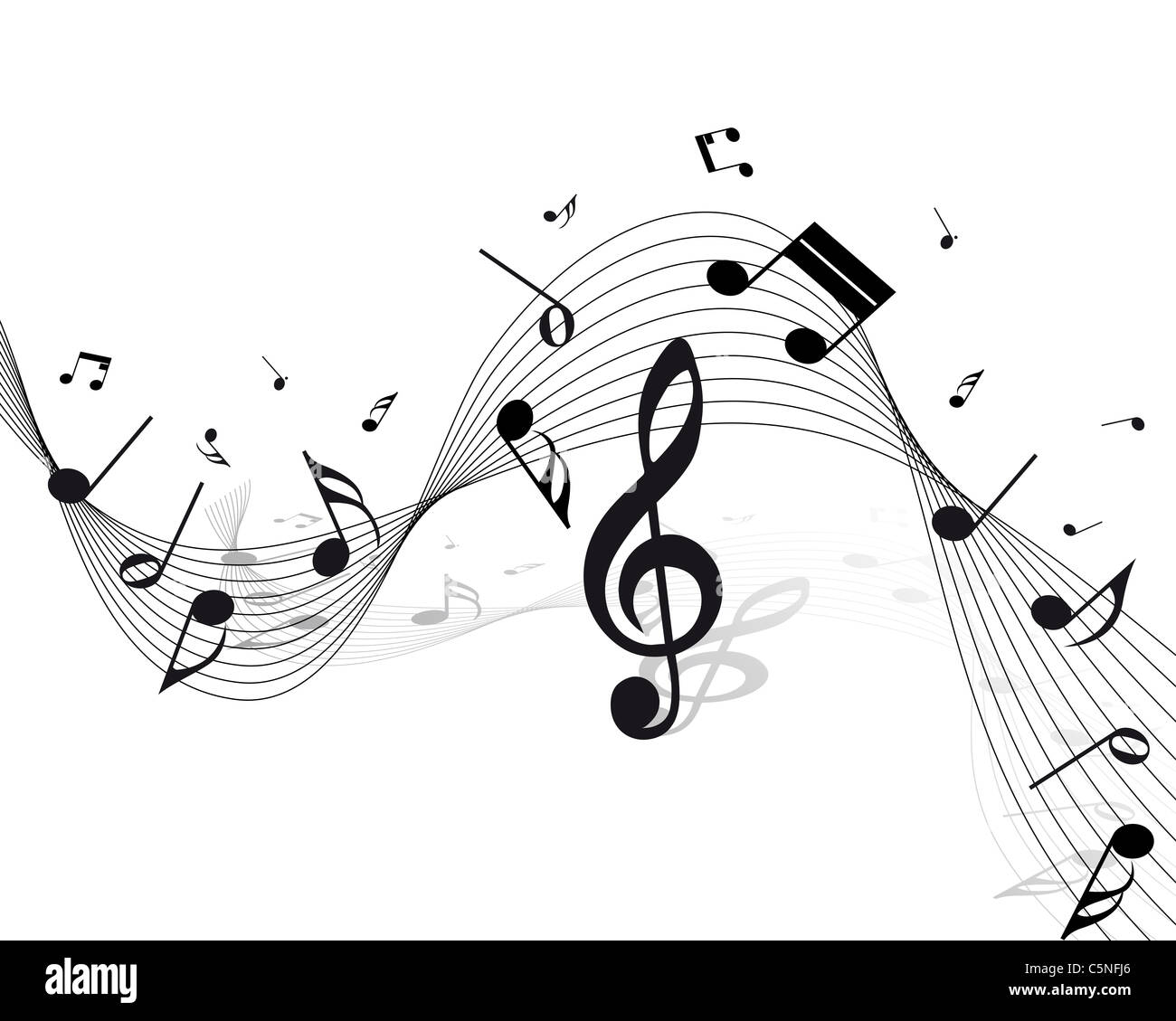 Vector musical notes staff background for design use Stock Photo