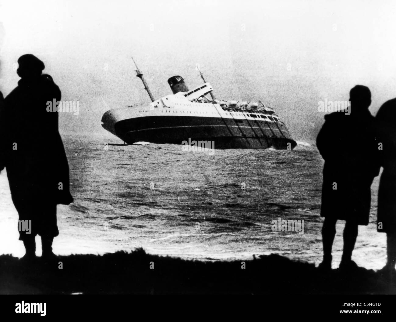 Ship aground on the reef,Wellington,New Zealand,1968 Stock Photo