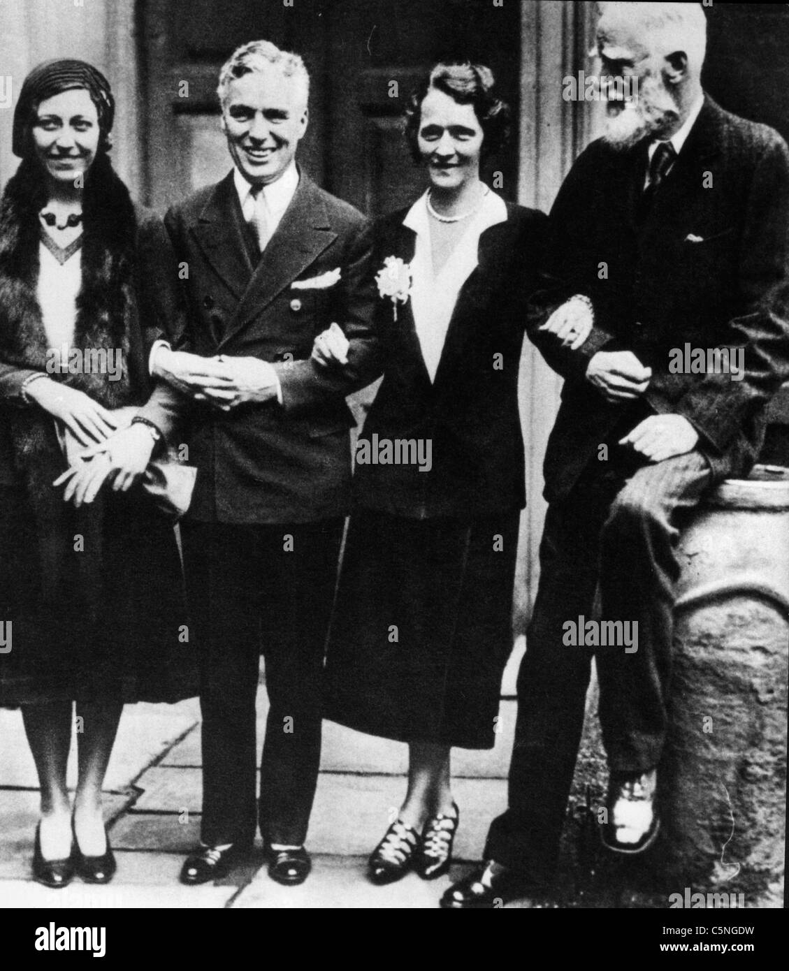 Charlie Chaplin, Amy Johnson, Lady Astor and George Bernard Shaw, 1949 Stock Photo