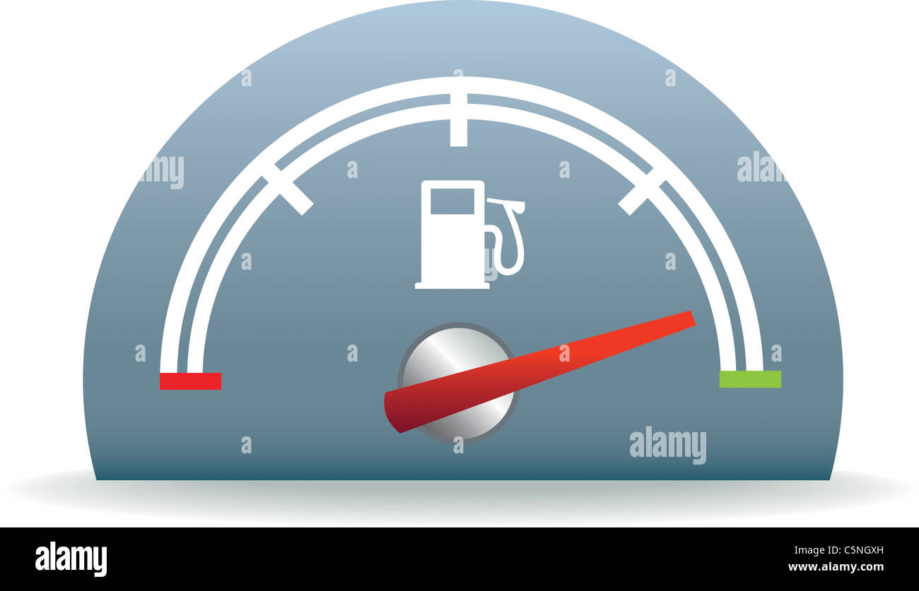 fuel usage dial representing a full tank of petrol or diesel Stock Photo