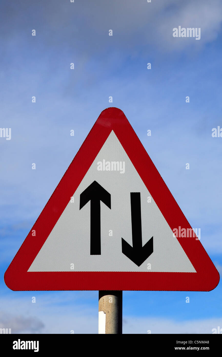 Two way traffic road sign, Stock Photo