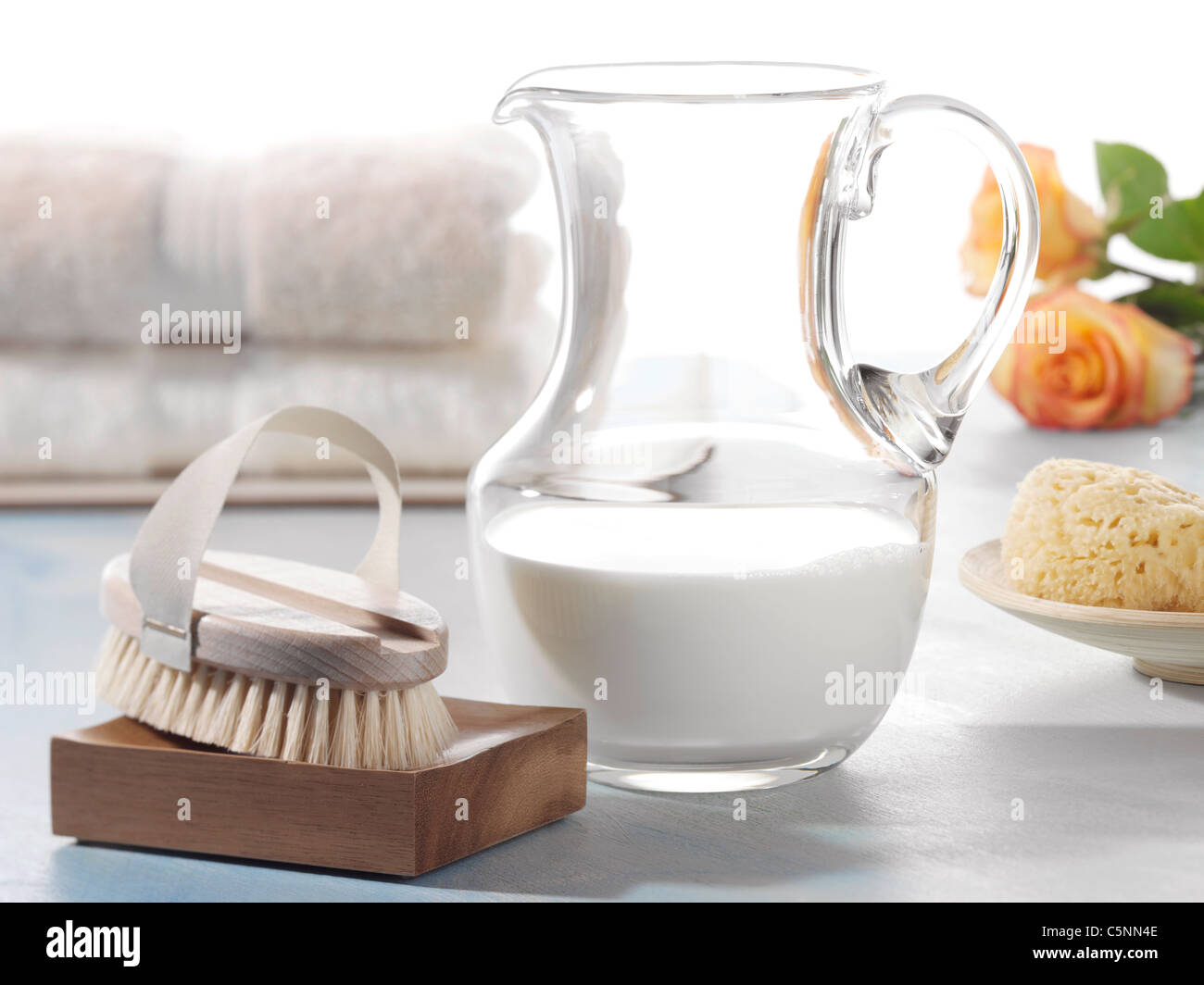 Milk jug in a bathroom Stock Photo - Alamy
