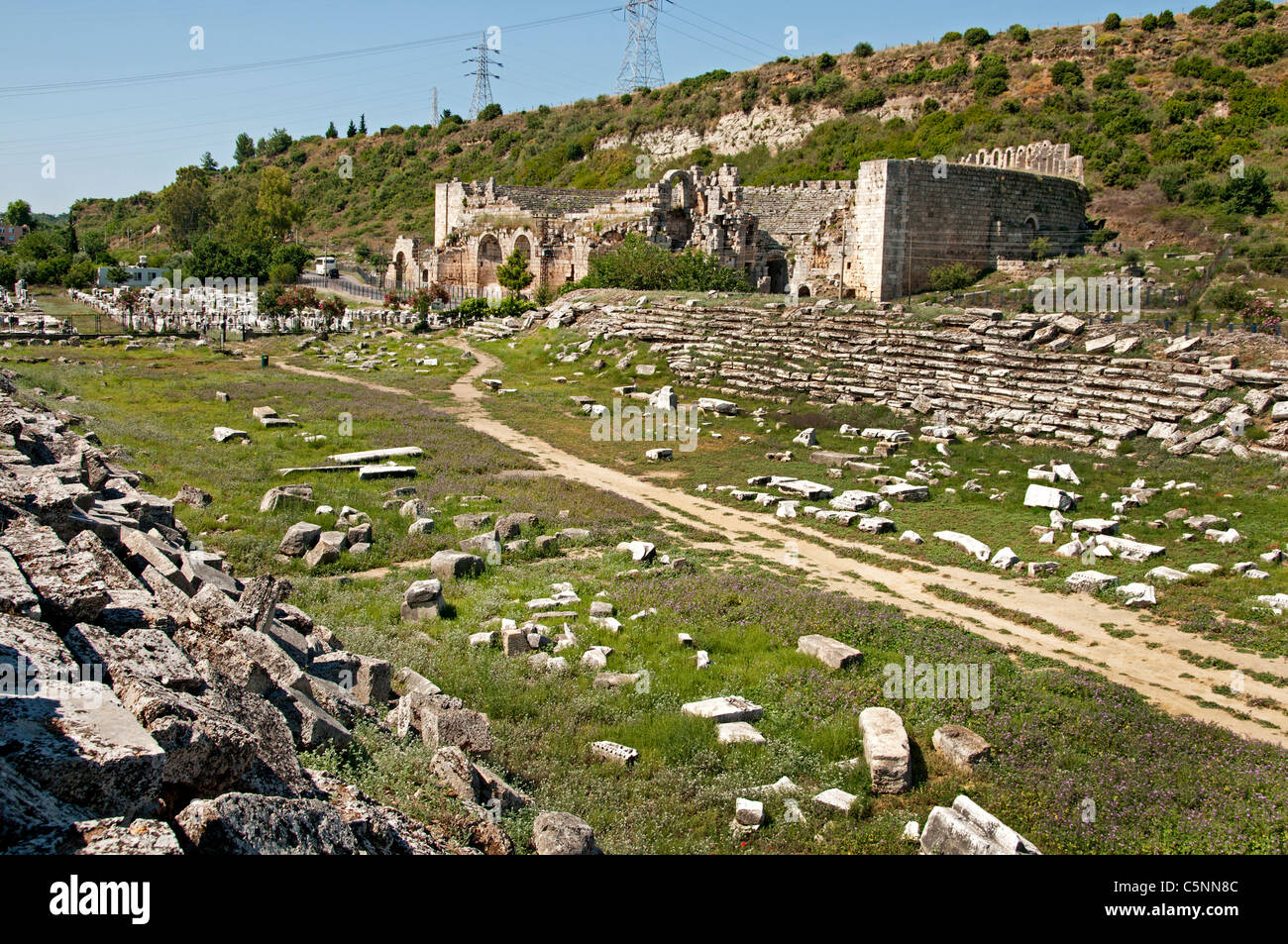 Perga, Greek Perge, ancient city of Pamphylia, Antalya Turkey,  1209  BC, worship of, 'Queen' Artemis, a purely Anatolian nature goddess, Stock Photo