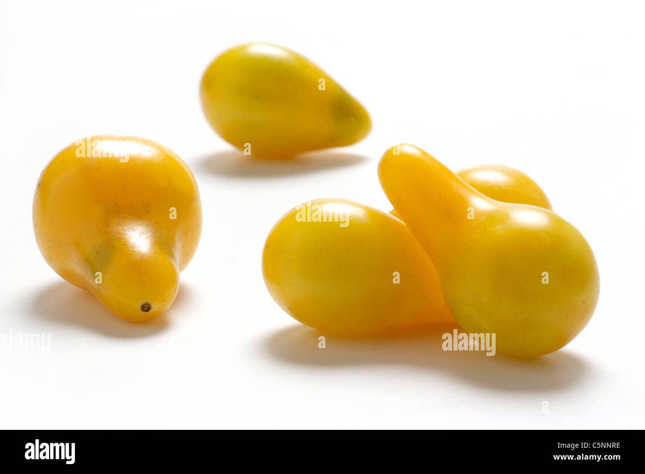 Tomato varieties: pear shaped yellow cherry tomato Stock Photo