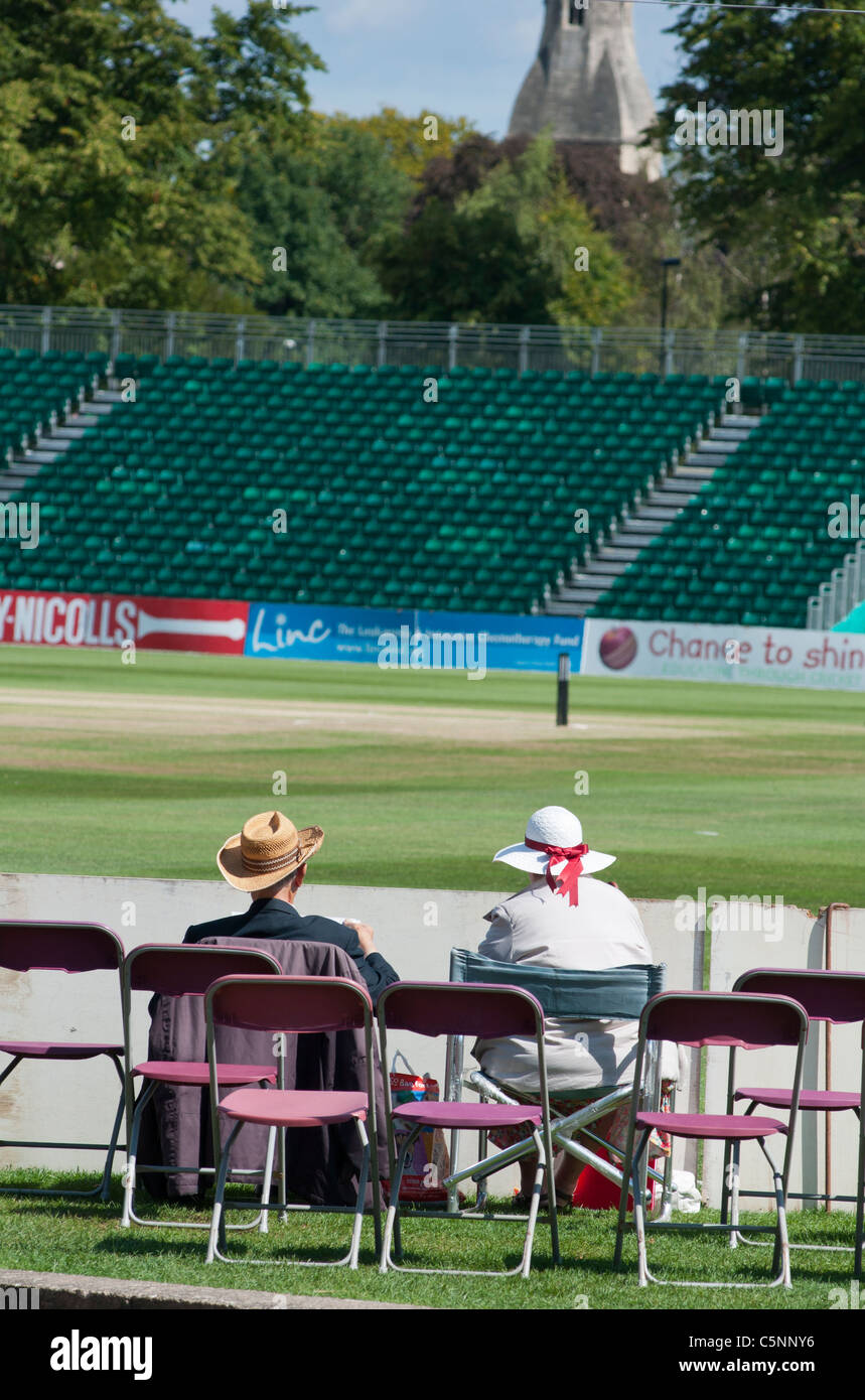 A very English scene at Cheltenham's cricket ground, Gloucestershire, UK. Stock Photo