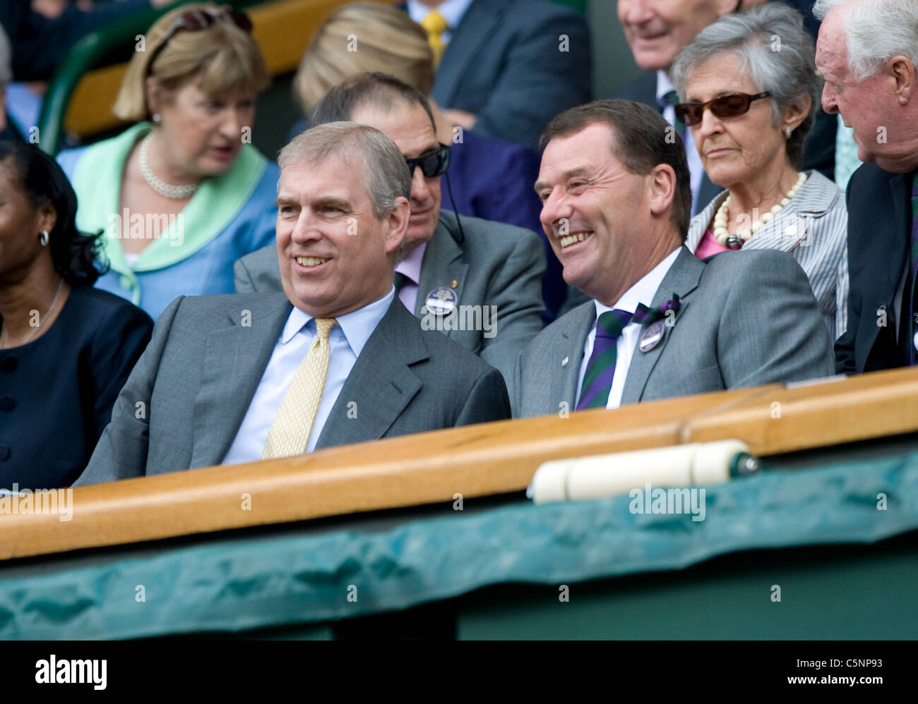 HRH Prince Andrew and Philip Brook in the Royal box during the Wimbledon Tennis Championships 2011 Stock Photo