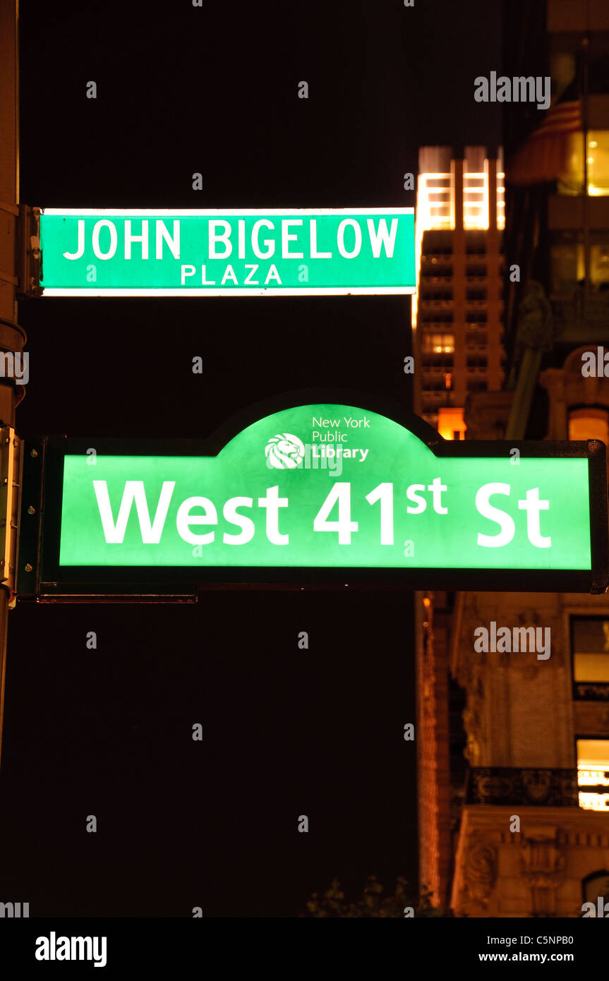 John Bigelow Plaza, Libray Way, 5th Avenue, New York Public Library, NYPL, New York City, USA, Stock Photo