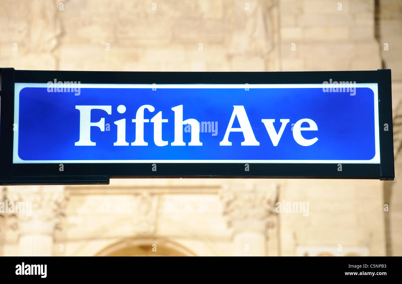 5th Avenue sign, New York City, USA, Stock Photo