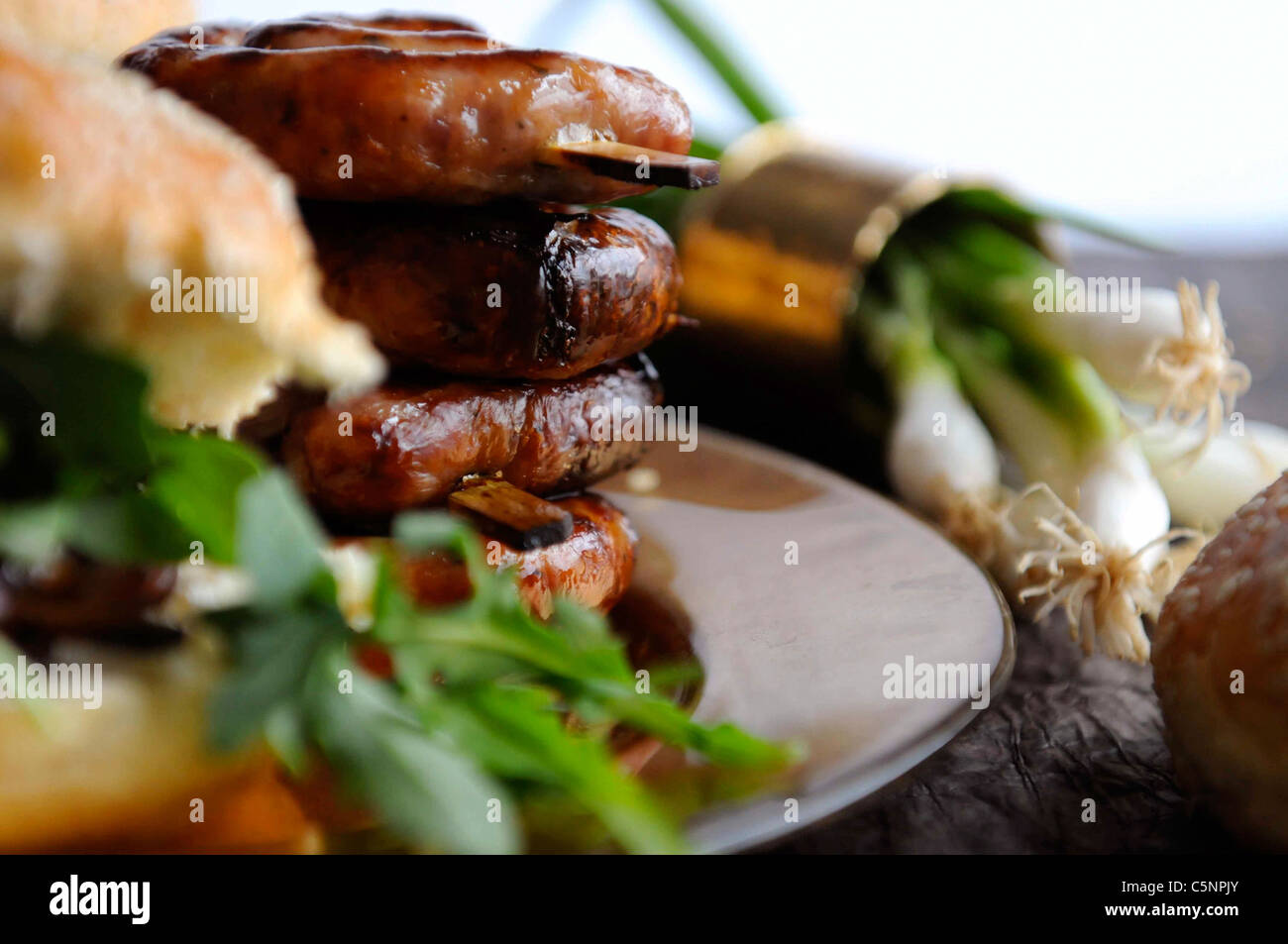 Stack of Sausages Stock Photo