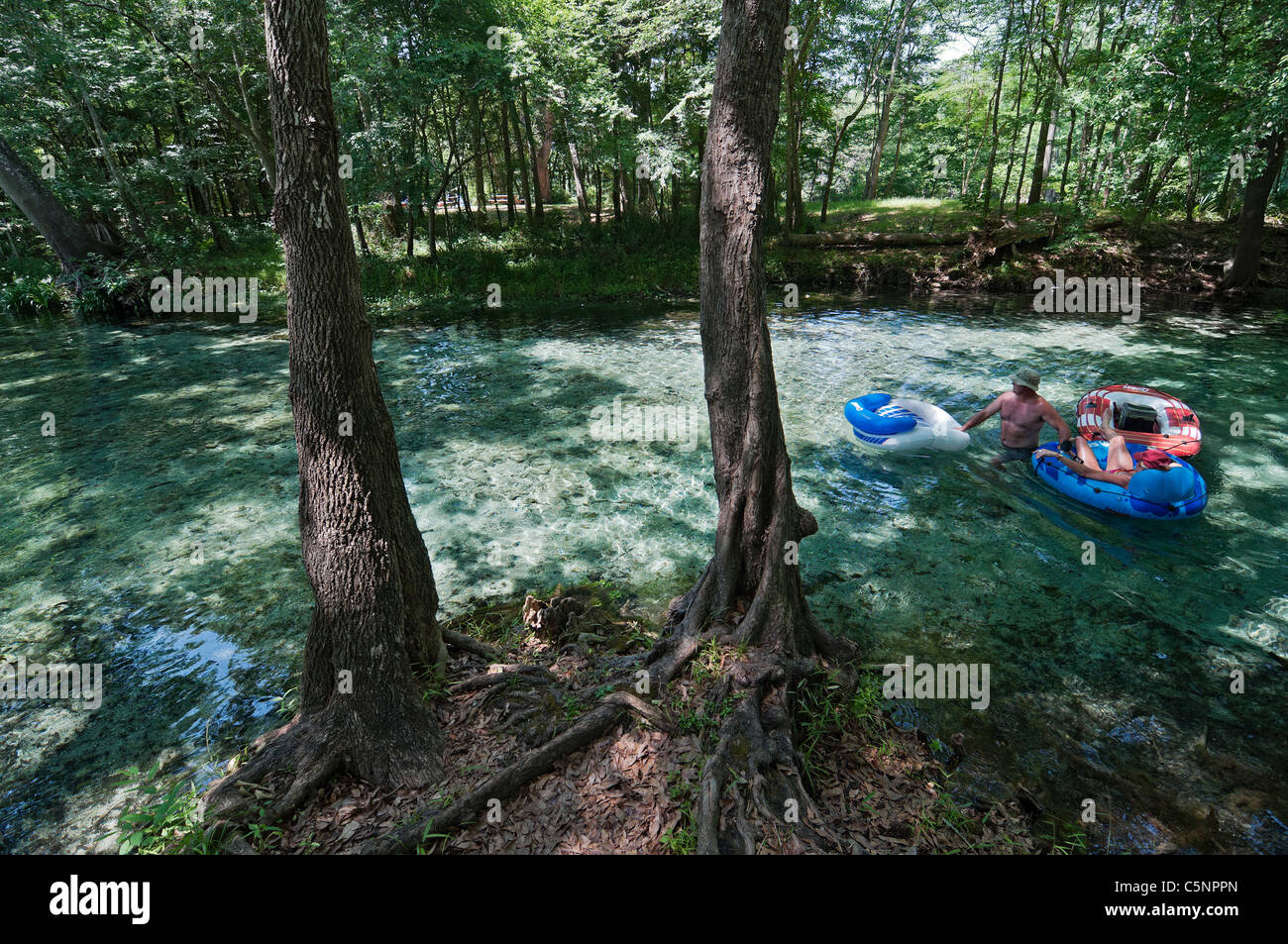 Ginnie Springs along the Santa Fe River in North Central Florida Stock